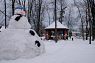 Snowman by Oakview's gazebo