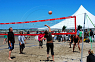 Playing volleyball